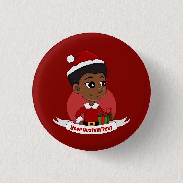 Christmas girl with an Afro cartoon 3 Cm Round Badge (Front)