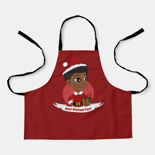Christmas girl with an Afro cartoon Apron (Front)