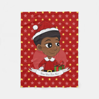 Christmas girl with an Afro cartoon Fleece Blanket