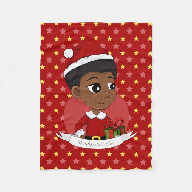 Christmas girl with an Afro cartoon Fleece Blanket (Front)