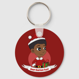 Christmas girl with an Afro cartoon Key Ring