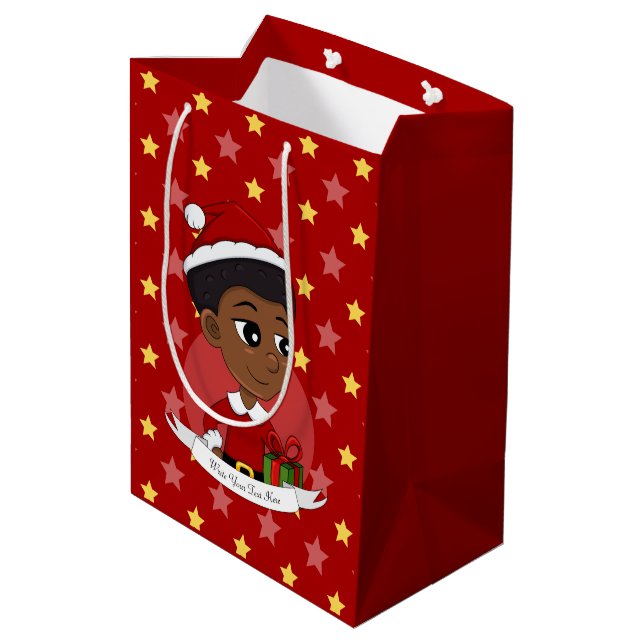 Christmas girl with an Afro cartoon Medium Gift Bag (Back Angled)