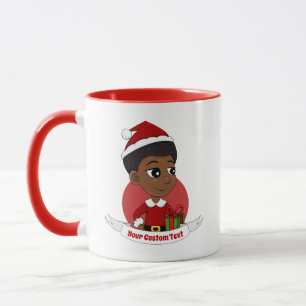 Christmas girl with an Afro cartoon Mug