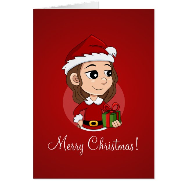 Christmas girl with brown wavy hair (Front)