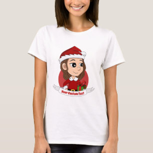 Christmas girl with brown wavy hair T-Shirt