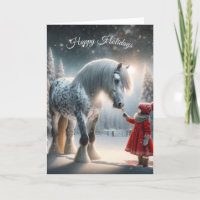 Christmas Girl With Dapple Grey Horse