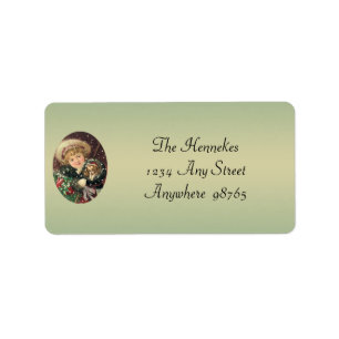 Christmas Girl with Puppy Label