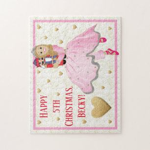Christmas Girl's Puzzle Pink Ballerina Personalise