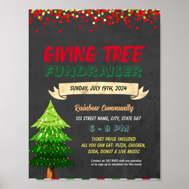Christmas Giving Tree Fundraiser template Poster (Front)