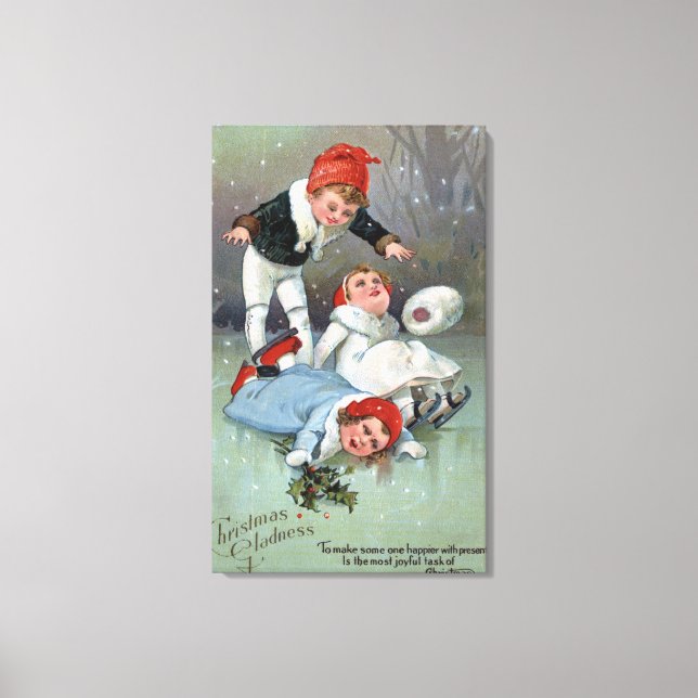 Christmas GladnessIce Skating Kids Collapse Canvas Print (Front)