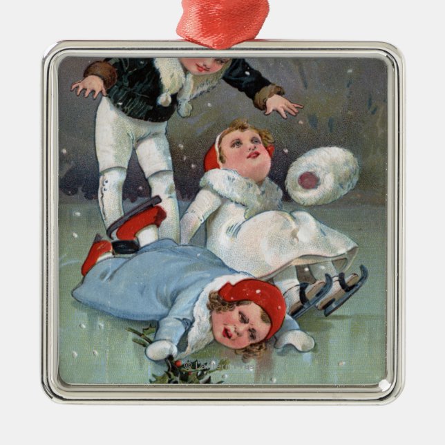 Christmas GladnessIce Skating Kids Collapse Metal Tree Decoration (Front)