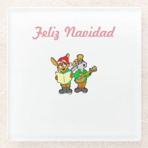 Christmas Glass Coaster / Trivet  Feliz Navidad