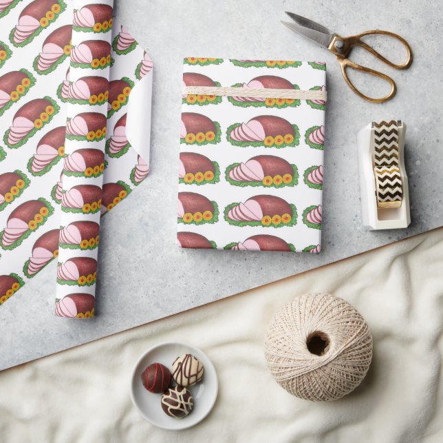 Christmas Glazed Ham Dinner Easter Holiday Foodie Wrapping Paper (Crafts)