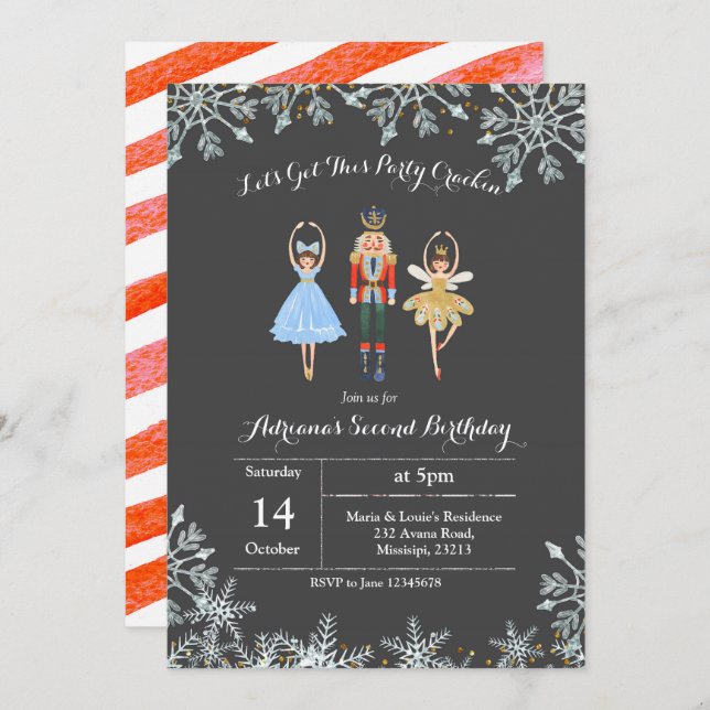 Christmas Glitter Birthday Invite Ballet (Front/Back)