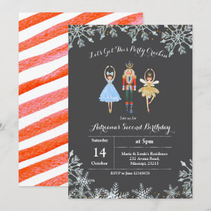 Christmas Glitter Birthday Invite Ballet