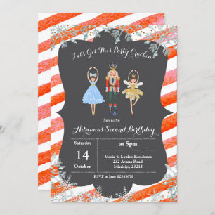 Christmas Glitter Birthday Invite Nutcracker