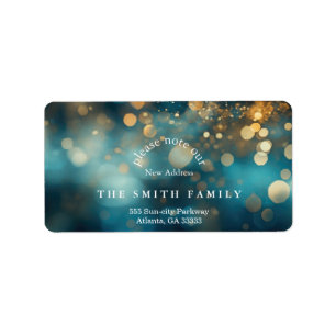 Christmas Glitter Bokeh New Address  Label