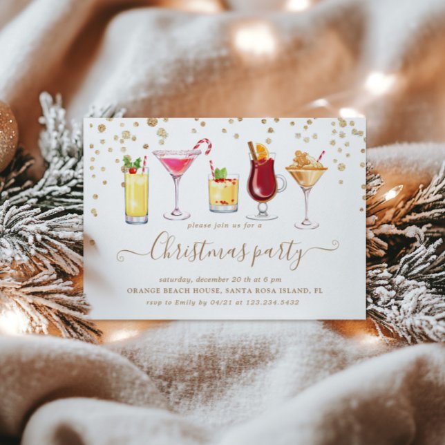 Christmas Glitter Cocktail Party Invitation (Creator Uploaded)