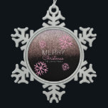 Christmas Glitter Pink Snowflakes  Snowflake Pewter Christmas Ornament<br><div class="desc">Merry Christmas Themed Snowflakes</div>