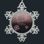 Christmas Glitter Pink Snowflakes  Snowflake Pewter Christmas Ornament<br><div class="desc">Merry Christmas Themed Snowflakes</div>