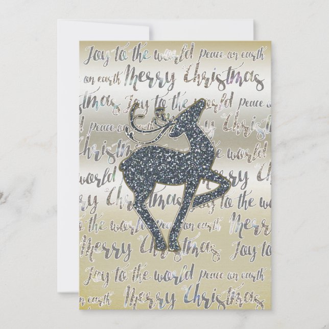 Christmas Glitter REINDEER Holiday Invitation (Front)