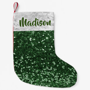 Christmas Glitter Sequin Glam Green Personalised Small Christmas Stocking