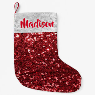 Christmas Glitter Sequin Glam red  Personalised Small Christmas Stocking