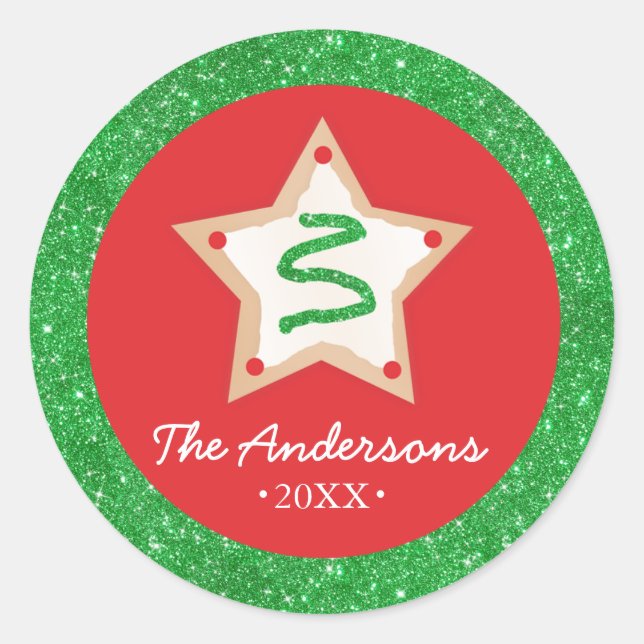 Christmas Glitter Sugar Cookie Classic Round Sticker (Front)