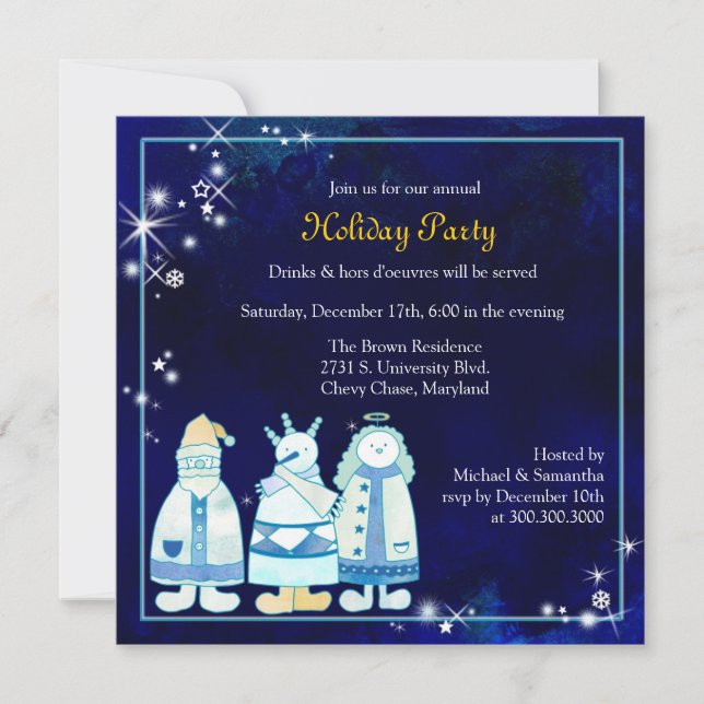 Christmas Glitter Three Wise Men Holiday Party Invitation (Front)