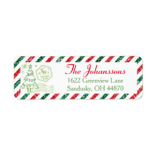 Christmas Glitter Vintage Air Mail Return Address