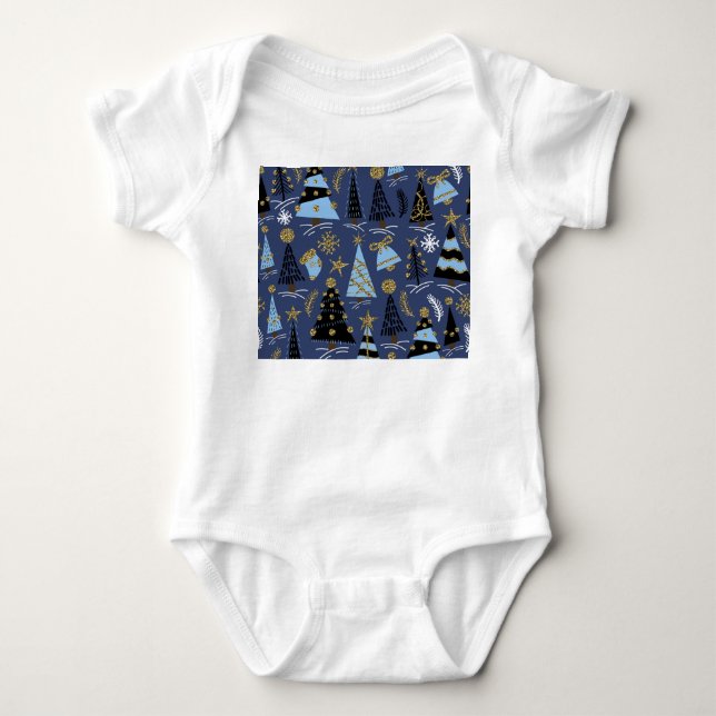Christmas Glitter: Vintage Pattern Baby Bodysuit (Front)