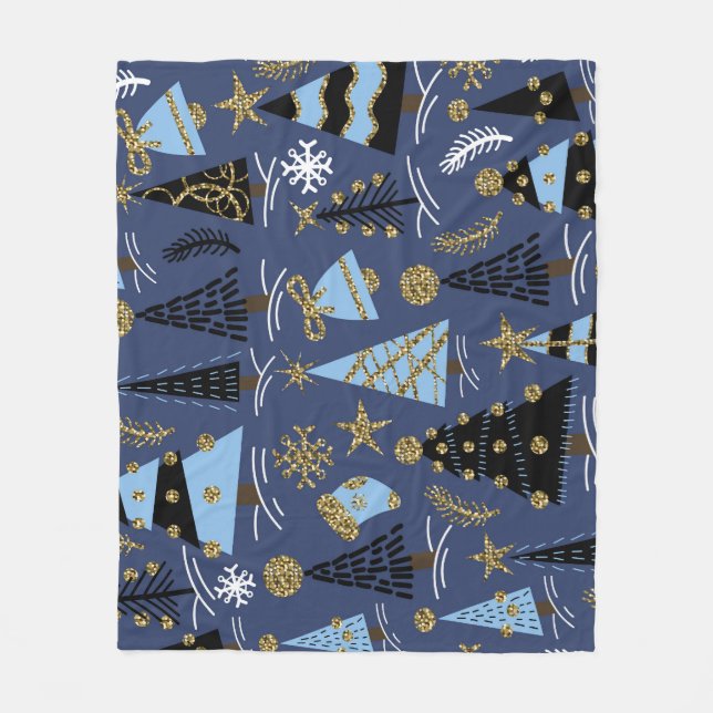 Christmas Glitter: Vintage Pattern Fleece Blanket (Front)
