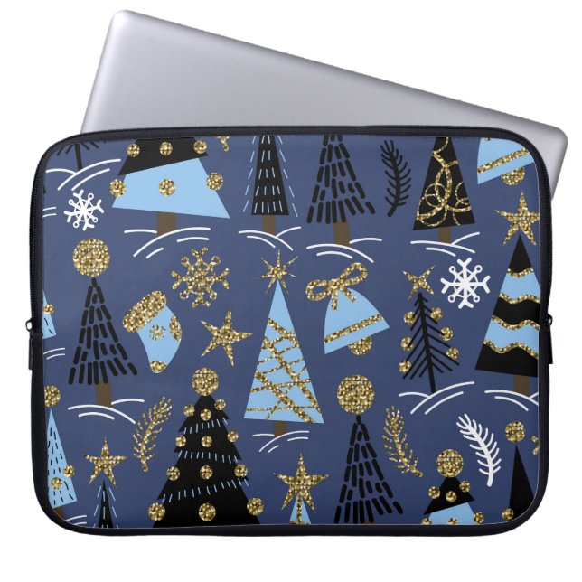 Christmas Glitter: Vintage Pattern Laptop Sleeve (Front)