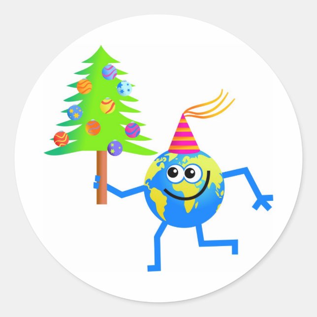 Christmas Globe Classic Round Sticker (Front)