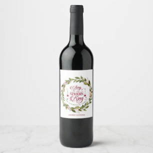 Christmas Glory to the New Born King Monogram Wine Label