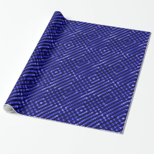 Christmas glowing blue pattern Metallic Wrapping Paper