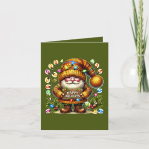 Christmas gnome add message Happy Holiday Card