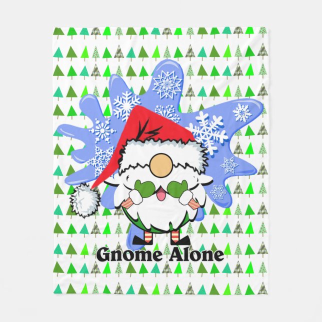 Christmas Gnome Alone Cute Movie Parody XMas Trees Fleece Blanket (Front)