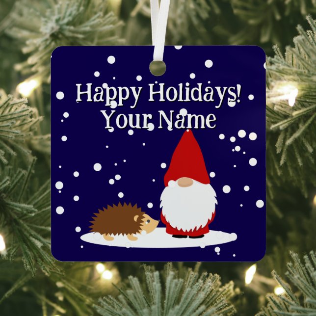 Christmas gnome and hedgehog tree Ornament (Insitu)