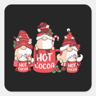 Christmas Gnome and Hot Cocoa Square Sticker