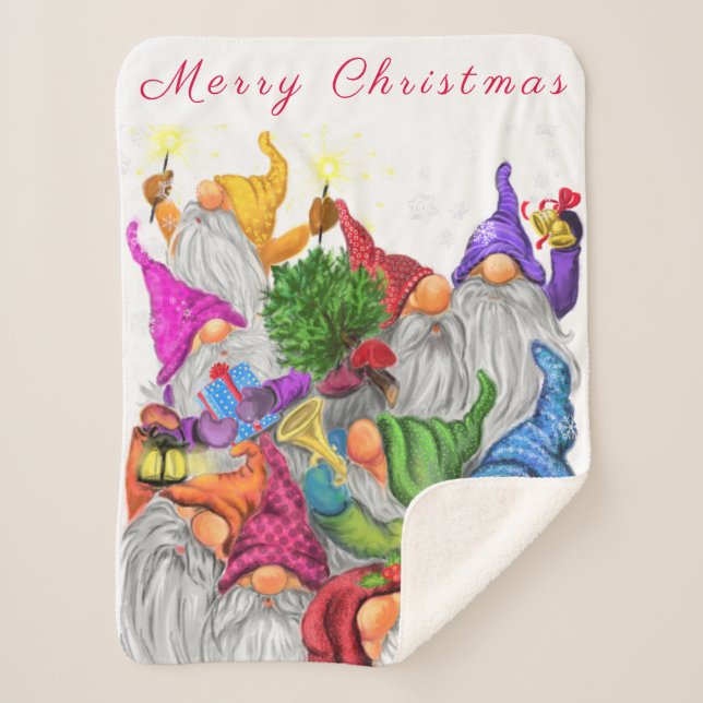 Christmas Gnome Baby Sherpa Blanket (Front)