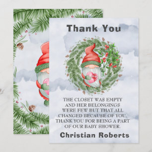 Christmas Gnome Birthday Party Thank You Cards
