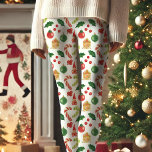 Christmas Gnome Candy Cane Holly Pattern Capri Leggings<br><div class="desc">Christmas Gnome Candy Cane Holly Pattern Capri Leggings</div>