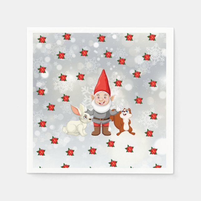 Christmas gnome cocktail napkins (Front)