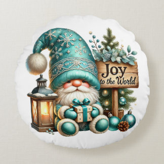 Christmas gnome cosy Christmas cosy gnome Joy Round Cushion