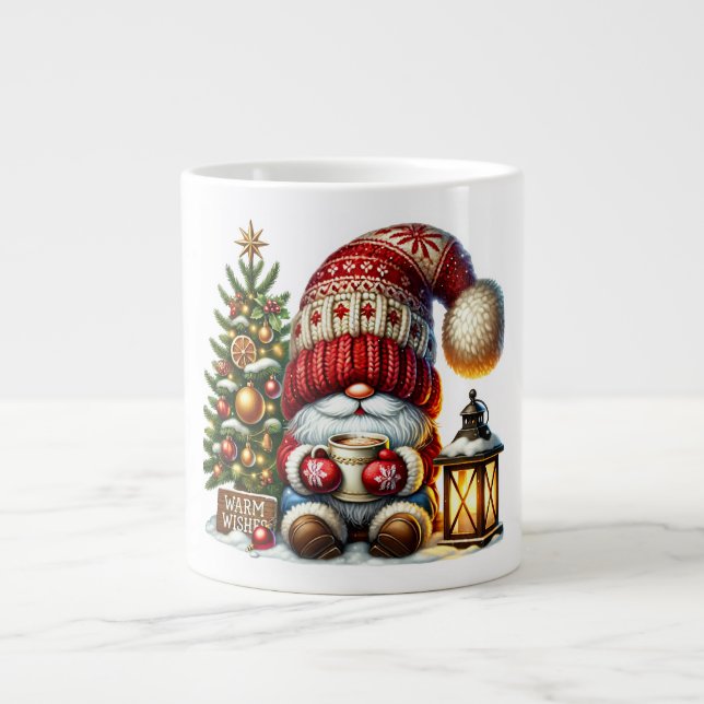 Christmas gnome cosy Christmas cosy gnome Wishes Large Coffee Mug (Front)