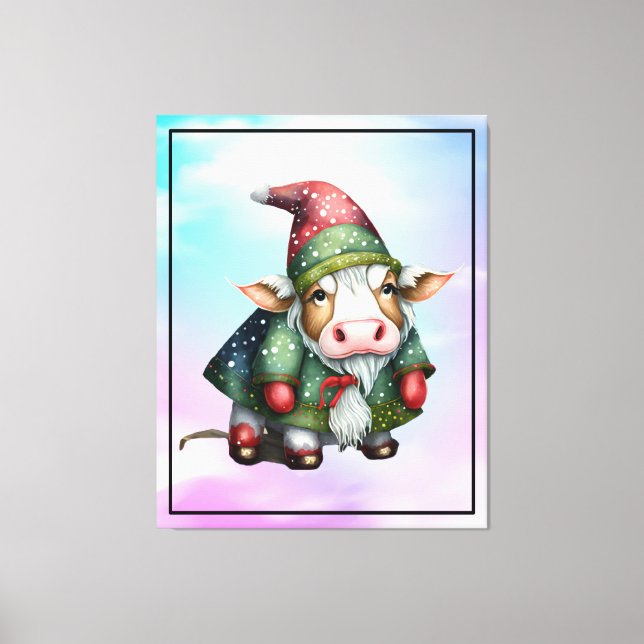 Christmas Gnome Cow Design-83456 Canvas Print (Front)