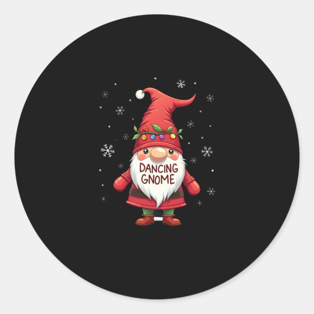 Christmas Gnome Dancing Gnome Family Christmas (1) Classic Round Sticker (Front)