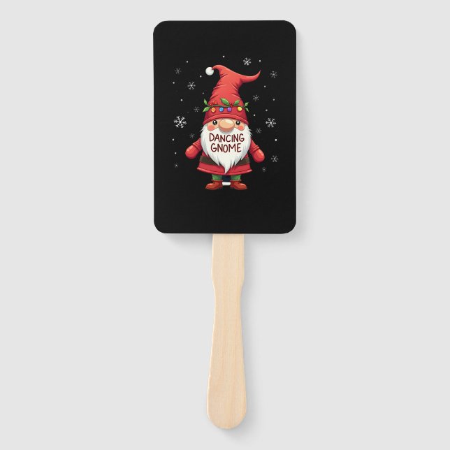 Christmas Gnome Dancing Gnome Family Christmas (1) Hand Fan (Front)
