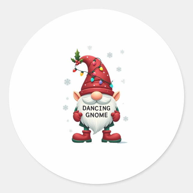 Christmas Gnome Dancing Gnome Family Christmas (2) Classic Round Sticker (Front)